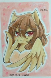 Size: 1350x2047 | Tagged: safe, artist:zakro, imported from derpibooru, oc, oc only, pegasus, pony, lidded eyes, traditional art, wings