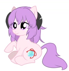 Size: 1486x1515 | Tagged: safe, artist:namaenonaipony, imported from derpibooru, earth pony, pony, female, hanyuu, higurashi no naku koro ni, ponified, raised hoof, simple background, sitting, solo, white background