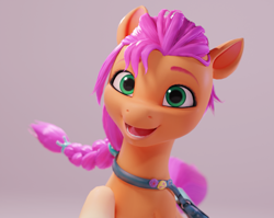 Size: 1355x1080 | Tagged: safe, artist:luminousdazzle, imported from derpibooru, sunny starscout, earth pony, pony, 3d, 3d model, bag, blender, blender cycles, female, g5, looking at you, open mouth, open smile, pins, render, smiling, solo