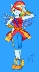 Size: 1100x2032 | Tagged: safe, artist:denisseguadiana, imported from derpibooru, rainbow dash, human, equestria girls, legend of everfree, clothes, crystal guardian, crystal wings, one eye closed, shoes, sneakers, solo, wings, wink