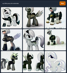 Size: 886x964 | Tagged: safe, imported from derpibooru, pony, 2b, crossover, generator:craiyon, nier: automata, ponified, wat