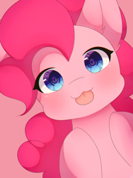 Size: 1500x2000 | Tagged: safe, artist:dddreamdraw, imported from derpibooru, pinkie pie, earth pony, pony, :3, :p, bust, cute, diapinkes, female, mare, pink background, ponk, portrait, simple background, solo, tongue out