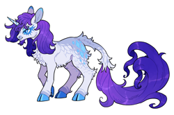 Size: 640x426 | Tagged: safe, artist:xenon, imported from derpibooru, rarity, pony, unicorn, cloven hooves, female, horn, leonine tail, raised hoof, redesign, simple background, smiling, solo, tail, transparent background