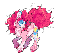 Size: 640x600 | Tagged: safe, artist:xenon, imported from derpibooru, pinkie pie, earth pony, pony, female, raised hoof, redesign, simple background, smiling, solo, transparent background, unshorn fetlocks