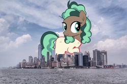 Size: 1256x835 | Tagged: safe, artist:cirillaq, artist:thegiantponyfan, imported from derpibooru, minty mocha, earth pony, pony, female, giant pony, giant/macro earth pony, giantess, highrise ponies, irl, macro, manhattan, mare, mega giant, new york, new york city, photo, ponies in real life