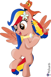 Size: 4000x6013 | Tagged: safe, artist:melisareb, imported from derpibooru, oc, oc only, oc:east, oc:pearl shine, crocodile, pegasus, pony, .svg available, absurd resolution, colored wings, duo, east timor, female, flower, flower in hair, flying, gradient wings, independence day, jewelry, male, mare, movie accurate, nation ponies, necklace, open mouth, philippines, simple background, stars, timor-leste, transparent background, vector, wings