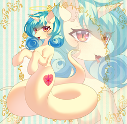 Size: 2816x2760 | Tagged: safe, artist:alus, imported from derpibooru, oc, oc only, oc:seven sister, lamia, original species, snake, snake pony, unicorn, forked tongue, heart, heart eyes, solo, wingding eyes, zoom layer