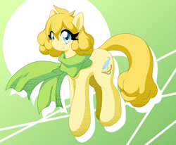 Size: 1000x823 | Tagged: safe, artist:ragurimo, imported from derpibooru, oc, oc only, earth pony, pony, clothes, female, green background, mare, scarf, simple background, solo