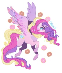 Size: 498x581 | Tagged: safe, artist:batthsalts, imported from derpibooru, princess cadance, alicorn, pony, flower, flying, simple background, solo, sparkles, spread wings, white background, wings