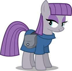 Size: 2469x2429 | Tagged: safe, artist:cencerberon, imported from derpibooru, maud pie, earth pony, pony, .svg available, bag, female, high res, mare, saddle bag, shadow, simple background, smiling, solo, transparent background, vector, when she smiles