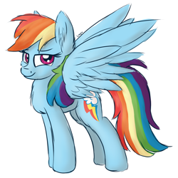 Size: 1000x1000 | Tagged: safe, artist:litrojia, imported from derpibooru, rainbow dash, pegasus, pony, colored sketch, female, lidded eyes, looking at you, mare, simple background, smiling, smiling at you, solo, spread wings, transparent background, wings