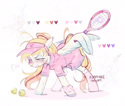 Size: 3809x3247 | Tagged: safe, artist:twisoft, imported from derpibooru, oc, oc only, pegasus, pony, adoptable, solo, tennis racket, wing hands, wings