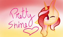 Size: 1280x750 | Tagged: safe, artist:prettyshinegp, imported from derpibooru, oc, oc only, pony, unicorn, abstract background, bust, ethereal mane, female, horn, mare, one eye closed, solo, starry mane, unicorn oc, wink