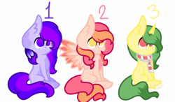 Size: 1280x750 | Tagged: safe, artist:prettyshinegp, imported from derpibooru, oc, oc only, earth pony, pegasus, pony, unicorn, clothes, ear fluff, earth pony oc, female, horn, mare, one wing out, pegasus oc, scarf, simple background, unicorn oc, white background, wings