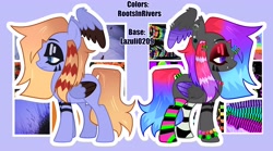 Size: 4096x2271 | Tagged: safe, artist:gothalite, imported from derpibooru, oc, oc only, pegasus, pony, base used, bedroom eyes, clothes, colored wings, duo, makeup, pegasus oc, socks, striped socks, two toned wings, wings
