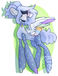 Size: 1280x1674 | Tagged: safe, artist:gothalite, imported from derpibooru, oc, oc only, pegasus, pony, clothes, collar, eyelashes, female, glasses, looking back, mare, pegasus oc, signature, simple background, smiling, socks, solo, transparent background