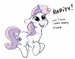 Size: 2046x1609 | Tagged: safe, artist:alumx, imported from derpibooru, sweetie belle, pony, unicorn, cute, dialogue, diasweetes, female, filly, floppy ears, foal, horn, implied rarity, open mouth, open smile, simple background, sketch, smiling, solo, talking, the cmc's cutie marks, white background