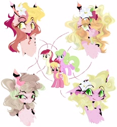 Size: 1992x2160 | Tagged: safe, artist:honeypussy, imported from derpibooru, daisy, flower wishes, lily, lily valley, roseluck, earth pony, pony, bust, female, flower, fusion, lily (flower), mare, raised hoof, simple background, smiling, white background