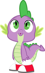 Size: 1280x2072 | Tagged: safe, artist:ponygamer2020, editor:ponygamer2020, imported from derpibooru, spike, dragon, spike at your service, :o, clothes, clothes swap, converse, cosplay, costume, crossover, dragons wearing clothes, eyebrows, looking up, male, miles "spike" prower, miles "tails" prower, oooooh, open mouth, red shoes, shoes, simple background, sneakers, solo, sonic the hedgehog (series), transparent background, vector