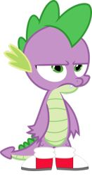 Size: 1280x2445 | Tagged: safe, artist:ponygamer2020, artist:yetioner, editor:ponygamer2020, imported from derpibooru, spike, dragon, twilight time, clothes, clothes swap, converse, cosplay, costume, crossover, dragons wearing clothes, fangs, frown, male, miles "spike" prower, miles "tails" prower, shoes, simple background, sneakers, solo, sonic the hedgehog (series), spike is not amused, transparent background, unamused, vector