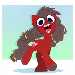 Size: 2500x2500 | Tagged: safe, artist:syrupyyy, imported from derpibooru, oc, oc only, earth pony, pony, open mouth, sharp teeth, solo, teeth