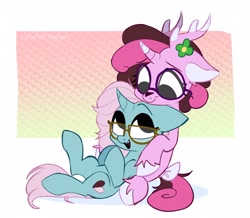 Size: 2500x2182 | Tagged: safe, artist:syrupyyy, imported from derpibooru, oc, oc only, pony, unicorn, duo