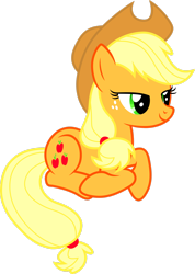 Size: 2066x2901 | Tagged: safe, artist:cencerberon, imported from derpibooru, applejack, earth pony, pony, appleoosa's most wanted, .svg available, applejack's hat, cowboy hat, female, hat, high res, lidded eyes, lying down, mare, prone, simple background, smiling, solo, transparent background, vector