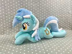 Size: 1280x960 | Tagged: safe, artist:kazzysart, imported from derpibooru, lyra heartstrings, pony, irl, lying down, photo, plushie, prone, solo