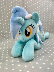 Size: 3024x4032 | Tagged: safe, artist:kazzysart, imported from derpibooru, lyra heartstrings, pony, irl, lying down, photo, plushie, prone, solo