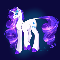 Size: 2048x2048 | Tagged: safe, artist:cha0sblue, imported from derpibooru, rarity, pony, unicorn, colored hooves, leonine tail, lidded eyes, smiling, solo, tail