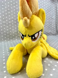 Size: 3024x4032 | Tagged: safe, artist:kazzysart, imported from derpibooru, spitfire, pony, irl, lying down, photo, plushie, prone, solo