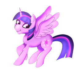 Size: 640x640 | Tagged: safe, artist:plasmaticia, imported from derpibooru, twilight sparkle, alicorn, pony, looking back, simple background, smiling, solo, spread wings, transparent background, twilight sparkle (alicorn), wings