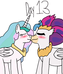 Size: 2000x2327 | Tagged: safe, artist:ktd1993, imported from derpibooru, princess celestia, queen novo, alicorn, hippogriff, pony, 13, blushing, female, lesbian, novolestia, shipping, simple background, transparent background