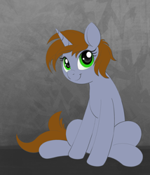 Size: 1276x1491 | Tagged: safe, artist:allyster-black, derpibooru exclusive, imported from derpibooru, oc, oc only, oc:littlepip, pony, unicorn, fallout equestria, cute, female, horn, looking at you, mare, simple background, sitting, smiling, smiling at you, solo, tail, unicorn oc