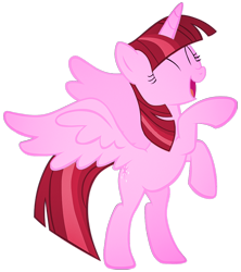 Size: 841x949 | Tagged: artist needed, safe, imported from derpibooru, twilight sparkle, alicorn, pony, ^^, bipedal, emoticlone, eyes closed, female, full body, horn, mare, open mouth, open smile, rearing, recolor, simple background, smiling, solo, spread wings, transparent background, twilight sparkle (alicorn), wings