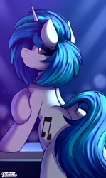 Size: 1250x2100 | Tagged: safe, artist:shadowreindeer, imported from derpibooru, dj pon-3, vinyl scratch, pony, unicorn, butt, chest fluff, dock, female, looking at you, looking back, looking back at you, mare, plot, solo, tail