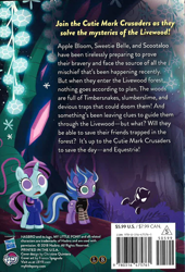 Size: 750x1105 | Tagged: safe, imported from derpibooru, ambermoon, lilymoon, unicorn, journey to the livewood, ponyville mysteries, barcode, book, female, filly, foal, livewood forest, mind control, no pupils, official, text, wide eyes