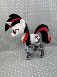 Size: 3024x4032 | Tagged: safe, artist:kazzysart, imported from derpibooru, oc, oc:blackjack, cyborg, pony, unicorn, fallout equestria, fallout equestria: project horizons, amputee, cybernetic legs, irl, photo, plushie, solo