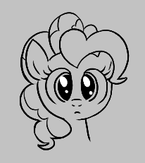 Size: 206x231 | Tagged: safe, artist:algoatall, pinkie pie, earth pony, pony, aggie.io, bust, female, grayscale, looking at you, lowres, mare, mare stare, monochrome, portrait, simple background, solo