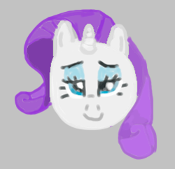 Size: 251x243 | Tagged: safe, rarity, aggie.io, lidded eyes, looking at you, lowres, simple background, smiling, smug, solo