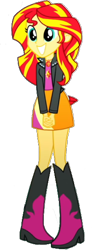 Size: 206x559 | Tagged: safe, imported from twibooru, sunset shimmer, equestria girls, boots, clothes, high heel boots, image, jacket, leather jacket, png, shirt, shoes, skirt, solo