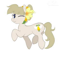 Size: 700x700 | Tagged: safe, artist:mscherbear, imported from derpibooru, oc, oc:mission belle, earth pony, pony, earth pony oc, female, mare, one eye closed, simple background, solo, transparent background, vector, wink