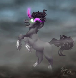 Size: 995x1024 | Tagged: safe, artist:kopykat, imported from derpibooru, king sombra, pony, unicorn, colored horn, curved horn, horn, male, solo, sombra eyes, sombra horn, stallion