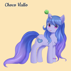 Size: 1808x1798 | Tagged: safe, artist:oliver aleu, imported from derpibooru, izzy moonbow, pony, unicorn, alternate hairstyle, ball, cute, female, g5, izzy's tennis ball, izzybetes, mare, simple background, solo, tan background, tennis ball