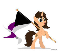 Size: 1280x1110 | Tagged: artist needed, safe, artist:lynnthenerdkitty, artist:small-brooke1998, imported from derpibooru, oc, oc only, oc:small brooke, pony, unicorn, base used, bipedal, demisexual pride flag, holding a flag, pride, pride flag, pride month, simple background, solo, transparent background