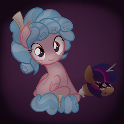 Size: 2000x2000 | Tagged: safe, artist:candy meow, imported from derpibooru, cozy glow, twilight sparkle, pegasus, pony, doll, female, filly, foal, high res, innocent, plushie, solo, toy, twilight sparkle plushie, x eyes