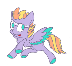 Size: 1980x1812 | Tagged: safe, artist:rainbowwing, imported from derpibooru, oc, oc only, oc:tropico cyclo, pegasus, pony, chest fluff, male, no pupils, open mouth, pegasus oc, raised hoof, simple background, simplistic art style, solo, spread wings, white background, wings