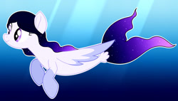 Size: 1280x726 | Tagged: safe, artist:cindystarlight, imported from derpibooru, oc, oc only, oc:night light star, merpony, pony, seapony (g4), crepuscular rays, fin wings, fins, fish tail, race swap, seaponified, smiling, solo, species swap, sunlight, tail, underwater, water, wings