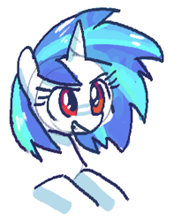 Size: 253x321 | Tagged: safe, artist:plunger, imported from derpibooru, dj pon-3, vinyl scratch, pony, unicorn, bust, eyebrows, female, horn, mare, open mouth, simple background, solo, teeth, white background, wrong eye color