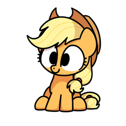 Size: 800x800 | Tagged: safe, artist:sugar morning, imported from derpibooru, applejack, earth pony, pony, chibi, cute, female, g4, jackabetes, mare, simple background, sitting, solo, transparent background
